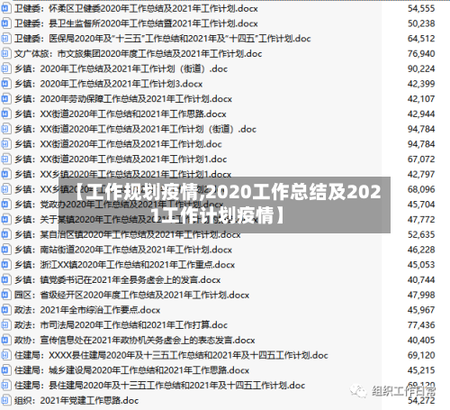 【工作规划疫情,2020工作总结及2021工作计划疫情】